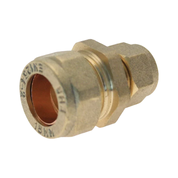 22mm x 15mm Compression Brass Reducing Coupling