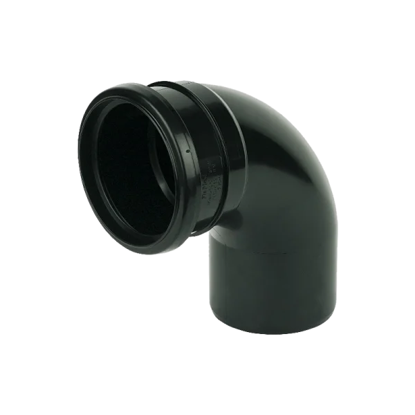 110mm Black Floplast Soil Ring Seal Single Socket Bend
