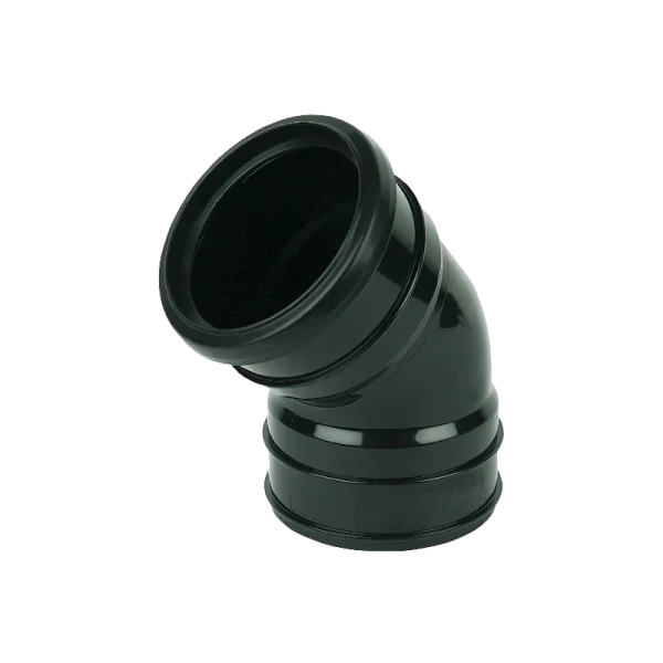 110mm Black FloPlast Soil Ring Seal 45° Single Socket Bend
