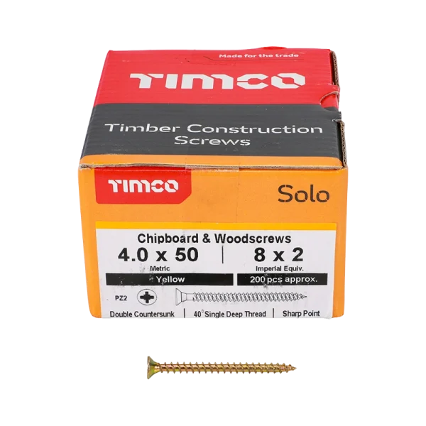 Front of Timco 4.0 X 50mm Chipboard Screws Box (Pack of 200)