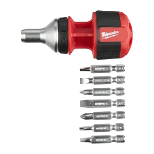 Milwaukee 8 in 1 Compact Ratcheting Multibit Screwdriver Screws - 4932471868