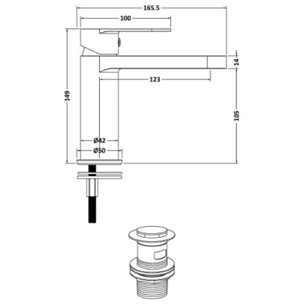 Fresssh Coral MBM Basin Mixer Including Waste Tech Sheet
