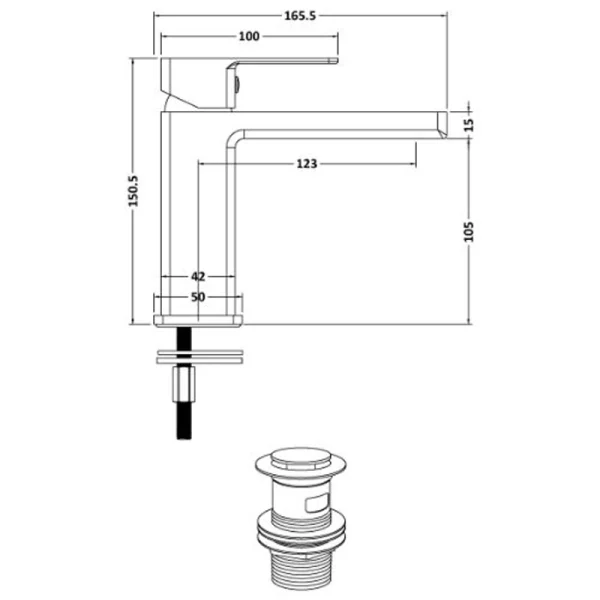 Fresssh Marina MBM Basin Mixer Including Waste Tech Sheet