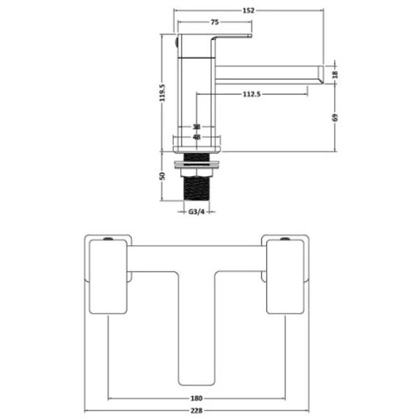 Fresssh Marina Bath Mixer Tech Sheet