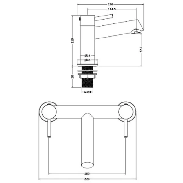 Fresssh Bay Bath Mixer Tech Sheet