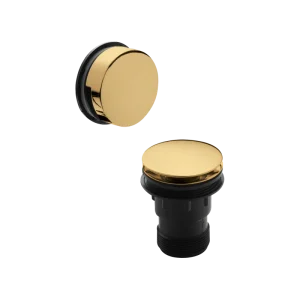 Brushed Brass Bath Easy Clean Push Button Waste & Overflow