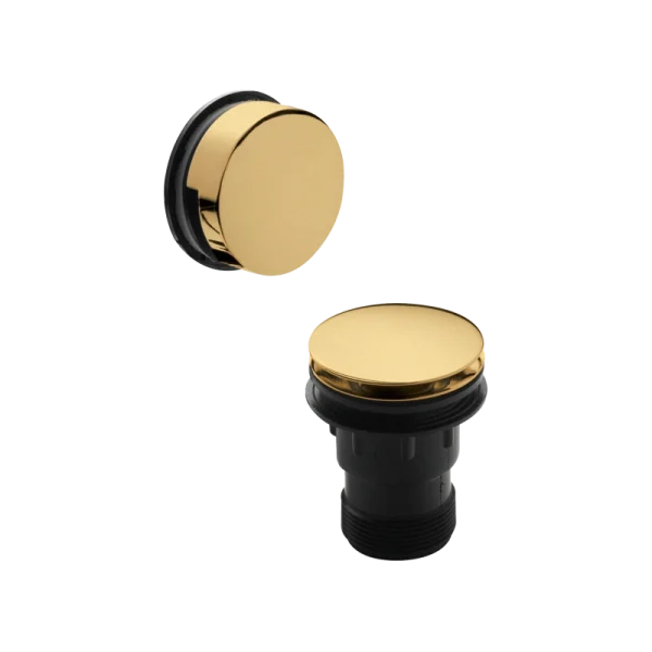 Brushed Brass Bath Easy Clean Push Button Waste & Overflow