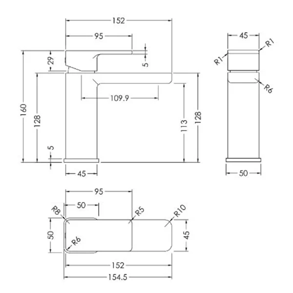 Tackley Chrome Mono Basin Mixer (P/B Waste) Tech Sheet
