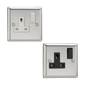 Varilight Classic Mirror Chrome 1-Gang 13A Double Pole Switched Socket