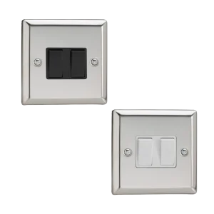 Varilight Classic Mirror Chrome 2-Gang 10A Rocker Switch