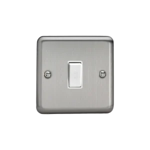 Varilight Value Matt Chrome 1-Gang 10A Rocker Switch with White Rocker