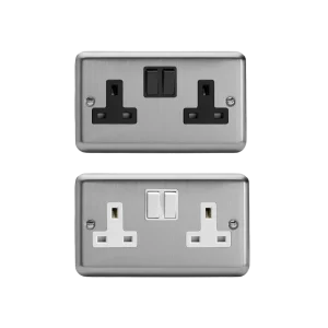Varilight Value Matt Chrome 2-Gang 13A Double Pole Switched Socket