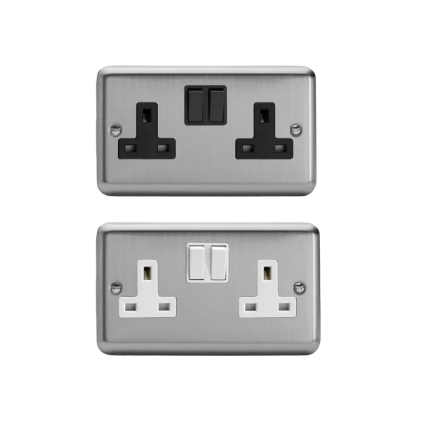 Varilight Value Matt Chrome 2-Gang 13A Double Pole Switched Socket