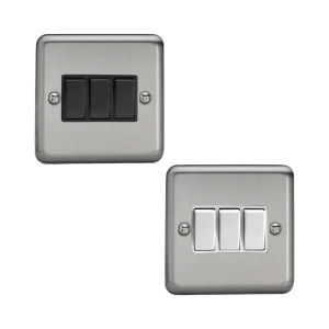 Varilight Value Matt Chrome 3-Gang 10A Rocker Switch