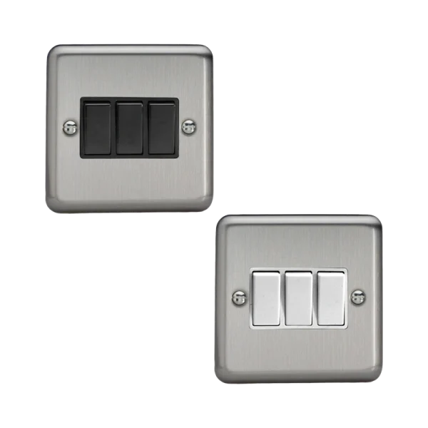 Varilight Value Matt Chrome 3-Gang 10A Rocker Switch