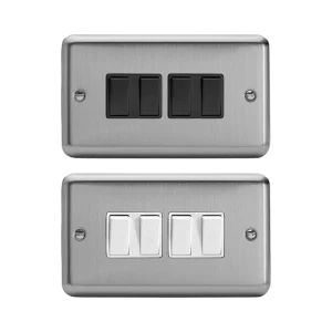 Varilight Value Matt Chrome Twin Plate 4-Gang 10A Rocker Switch