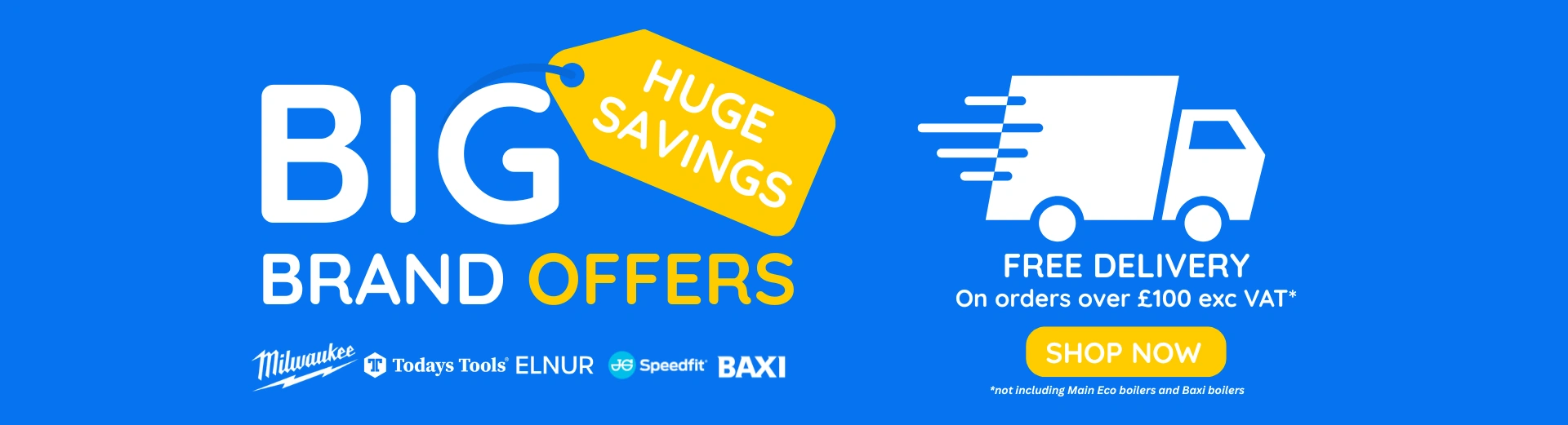 Brand Off Promotional Banner - Free delivery on orders over £100 exc VAT