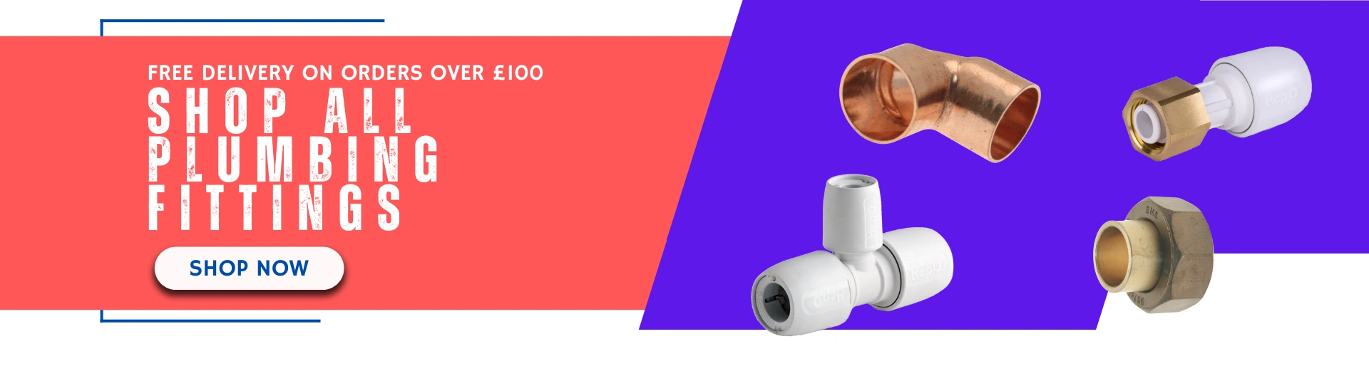 Plumbing Fittings Offer Banner - Free delivery on orders over £100